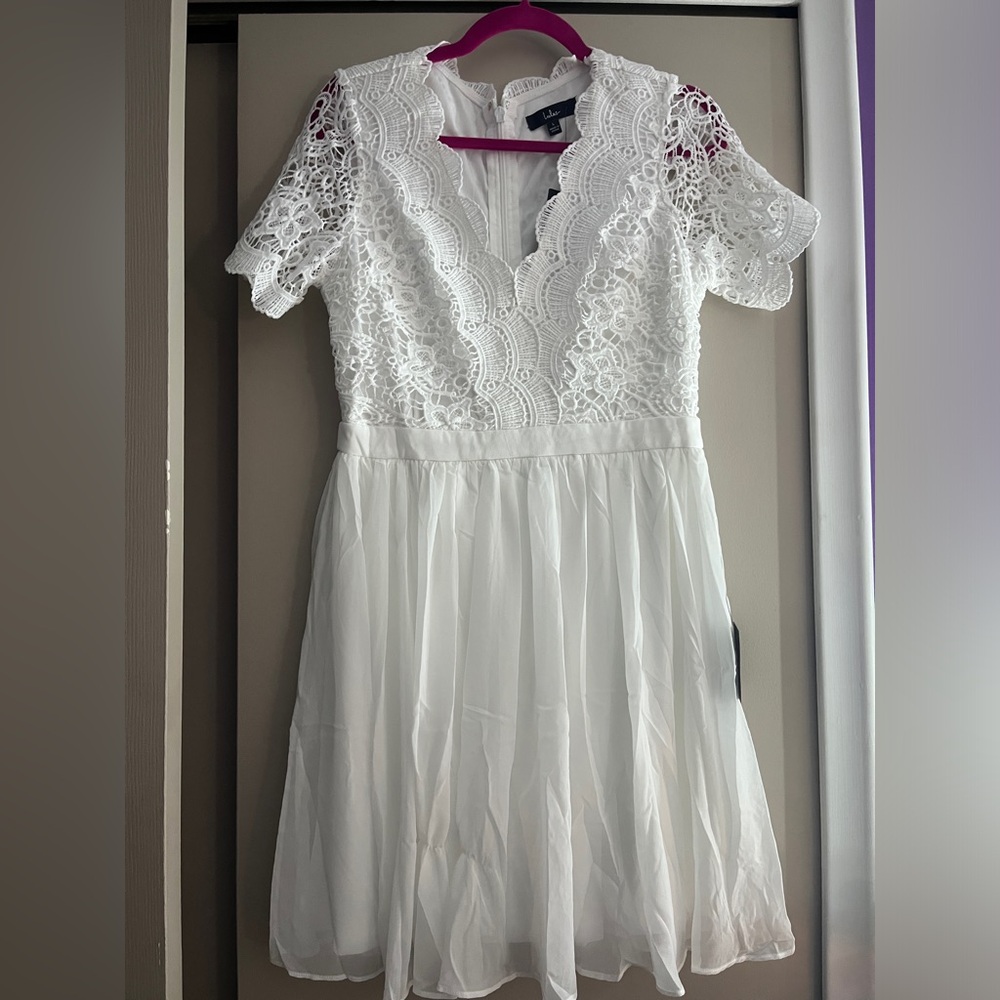 NWT Lulu’s Angel In Disguise White Lace Skater Dress
